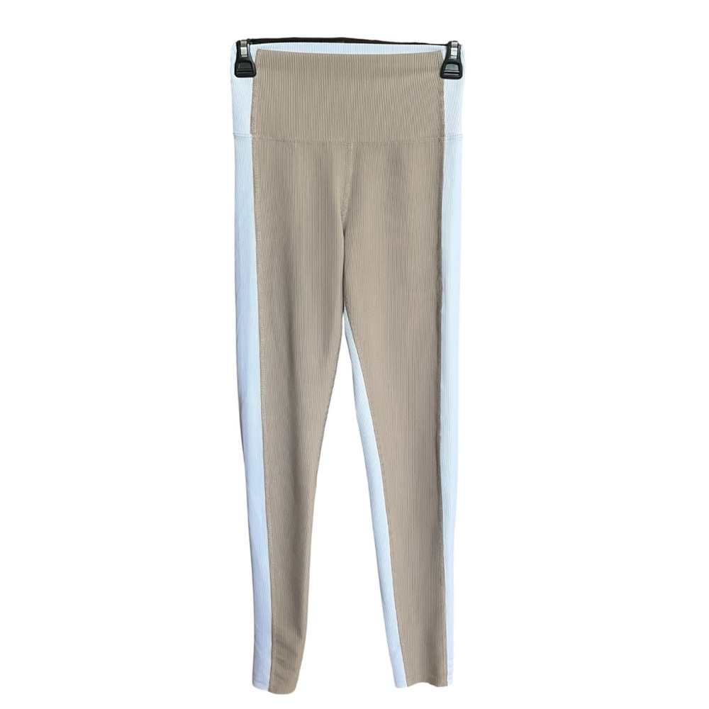 Beach Riot Sport Piper Leggings Size Small Colorblock White Beige